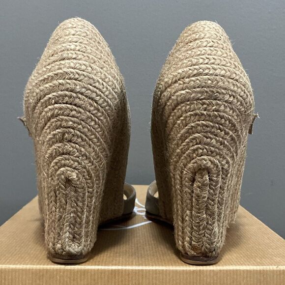 CHRISTIAN LOUBOUTIN Taupe Espadrille Wedges Size 37 US 6.5 Red Bottoms - Picture 8 of 16